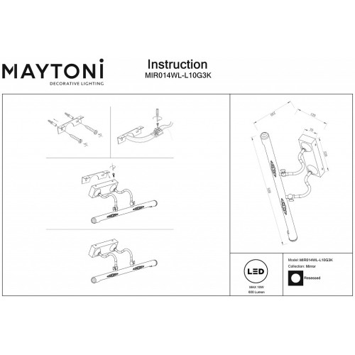 Подсветка для зеркала Maytoni Oculus MIR014WL-L10G3K