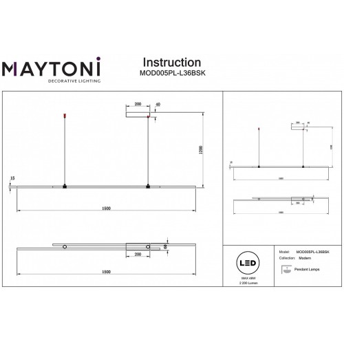 Подвесной светильник Maytoni Halo MOD005PL-L36BSK