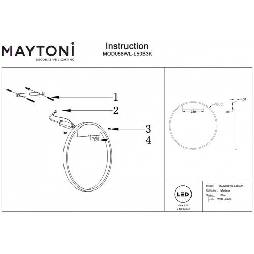 Накладной светильник Maytoni Rim MOD058WL-L50B3K