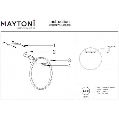 Накладной светильник Maytoni Rim MOD058WL-L50BS3K