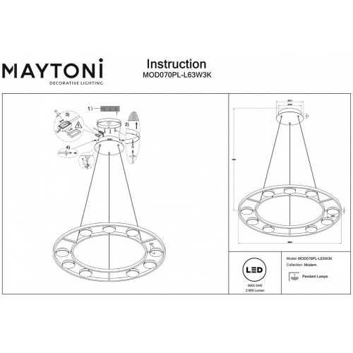 Подвесной светильник Maytoni Fad MOD070PL-L63W3K