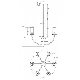 Люстра на штанге Maytoni Arco MOD223PL-06BS