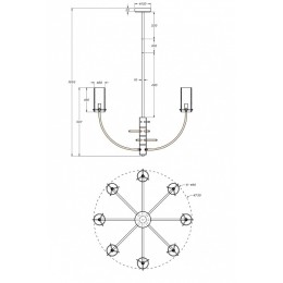 Люстра на штанге Maytoni Arco MOD223PL-08BS