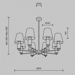 Люстра на штанге Maytoni Lira MOD483PL-08BS