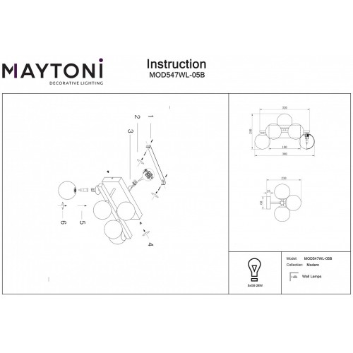 Бра Maytoni Dallas MOD547WL-05B