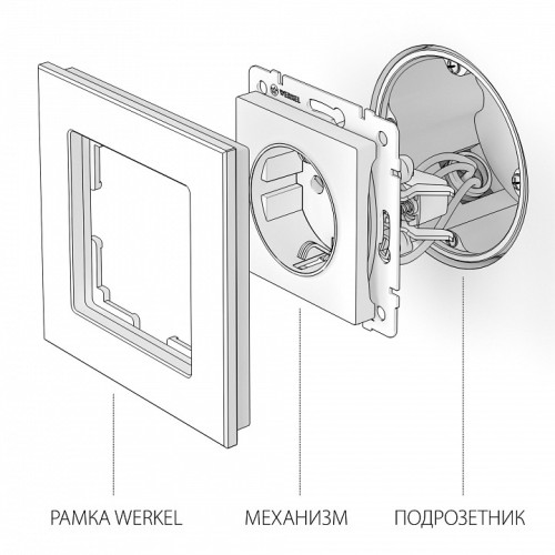 Розетка с заземлением и со шторками, без рамки Werkel W117 8 W1171111