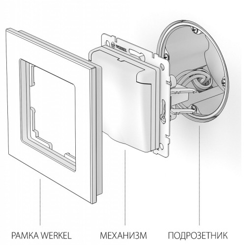 Розетка влагозащищенная с заземлением и со шторками, без рамки Werkel cеребряный рифленый W1171209 (cеребряный рифленый)
