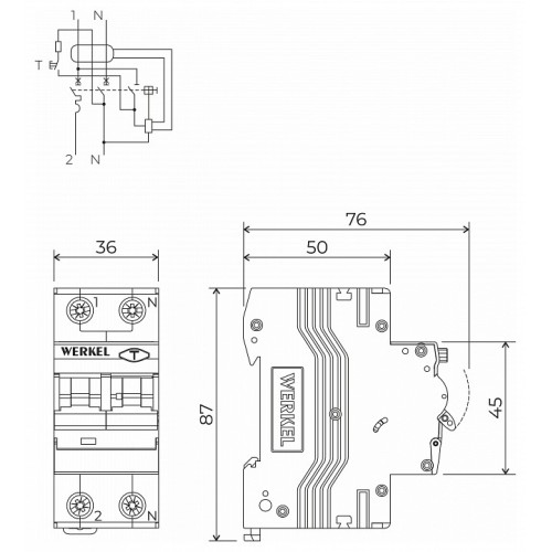 Дифференциальный автоматический выключатель 1P Werkel  W922P324