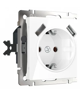 Розетка с заземлением и со шторками и 2хUSB, без рамки Werkel белый W1171501