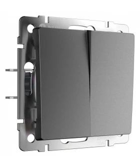 Выключатель проходной двухклавишный без рамки Werkel графит матовый W1122064